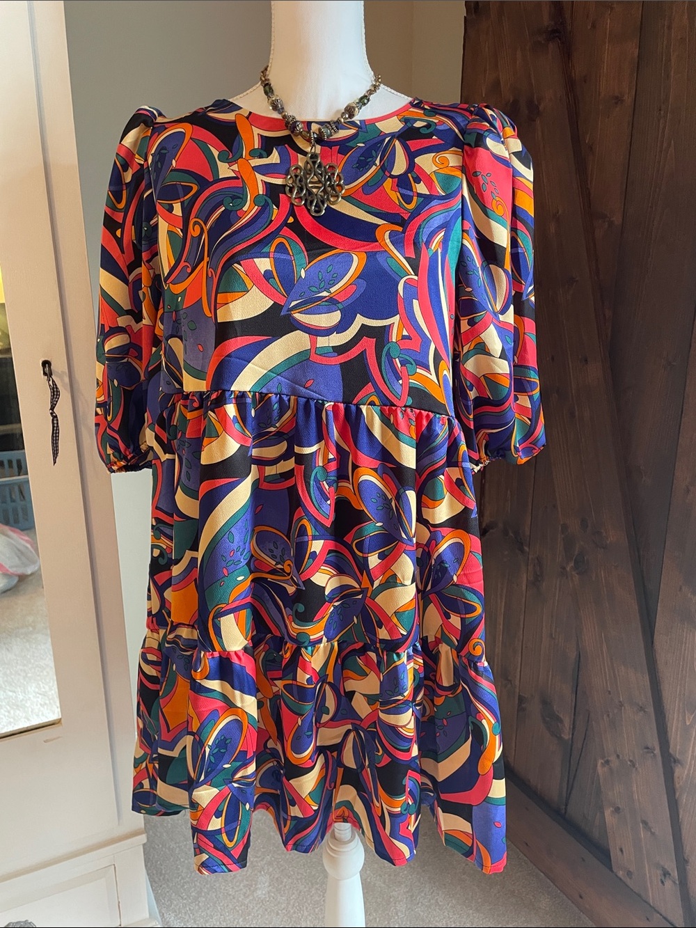 Women's Multicolor Abstract Print Mini Dress